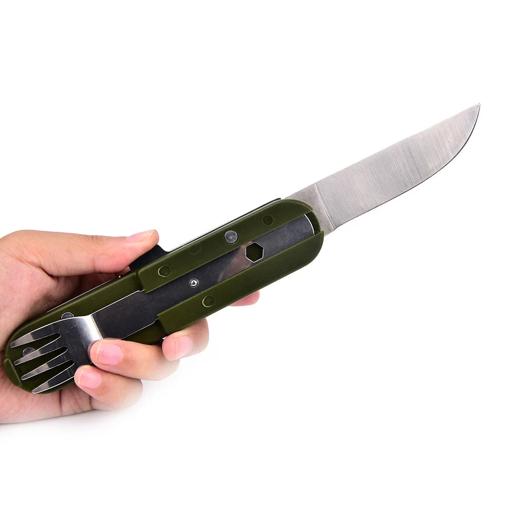 Camping Cutlery Stainless Steel  Folding Knife Fork Spoon Portable Outdoor Tableware Camping Equipment