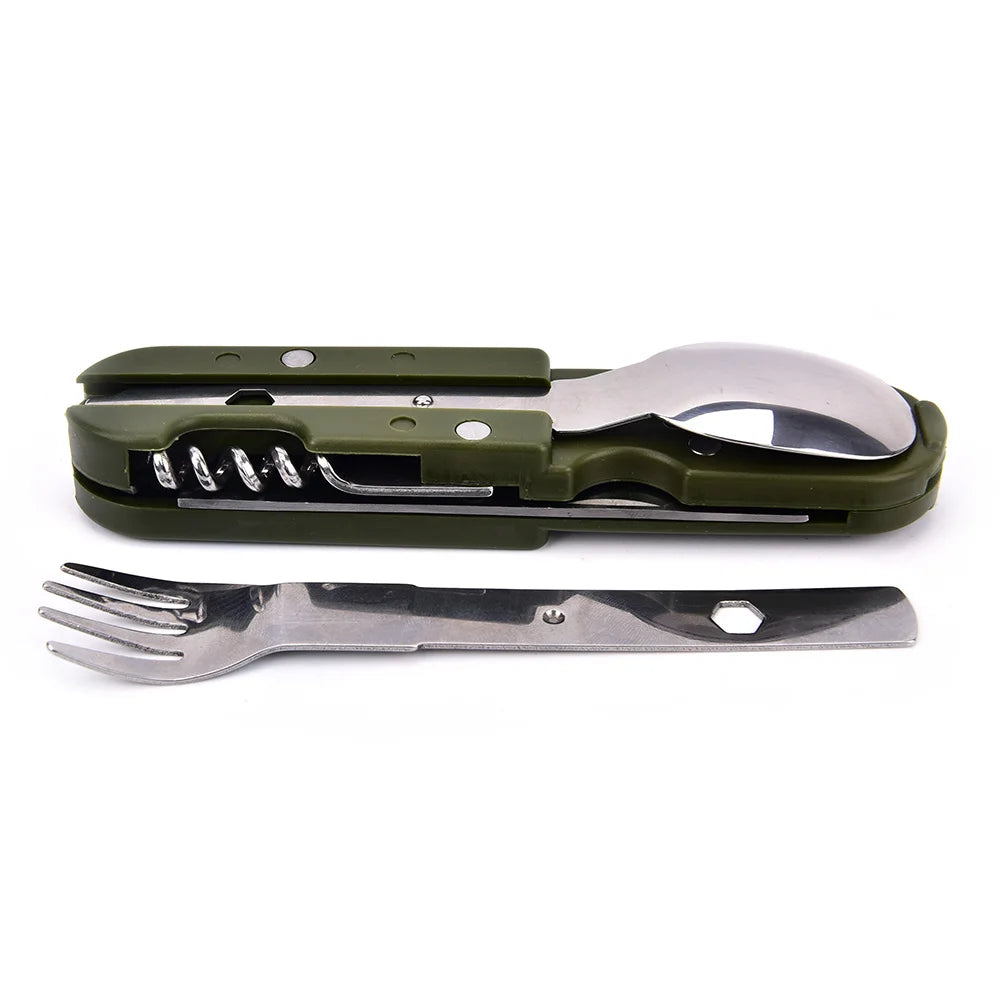 Camping Cutlery Stainless Steel  Folding Knife Fork Spoon Portable Outdoor Tableware Camping Equipment