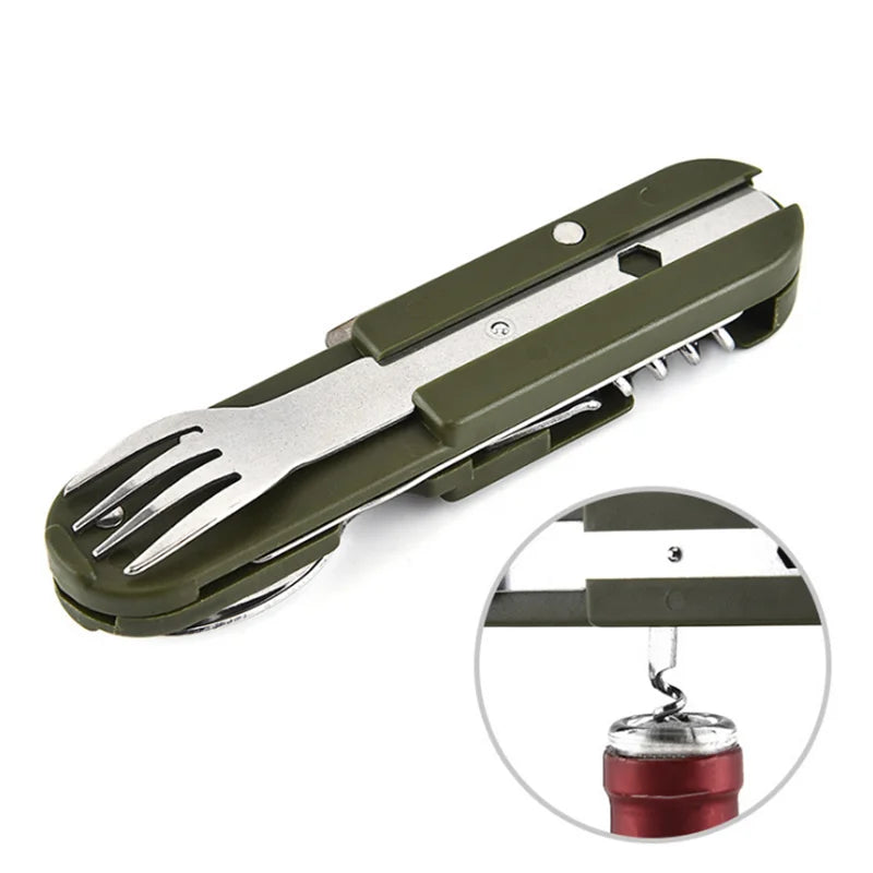 Camping Cutlery Stainless Steel  Folding Knife Fork Spoon Portable Outdoor Tableware Camping Equipment