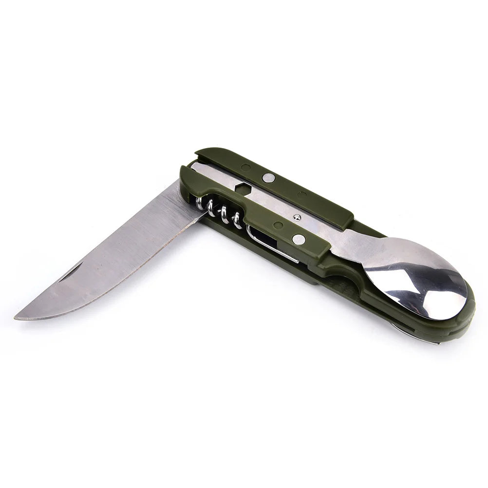 Camping Cutlery Stainless Steel  Folding Knife Fork Spoon Portable Outdoor Tableware Camping Equipment