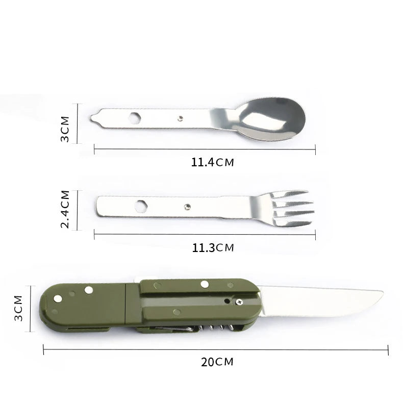 Camping Cutlery Stainless Steel  Folding Knife Fork Spoon Portable Outdoor Tableware Camping Equipment