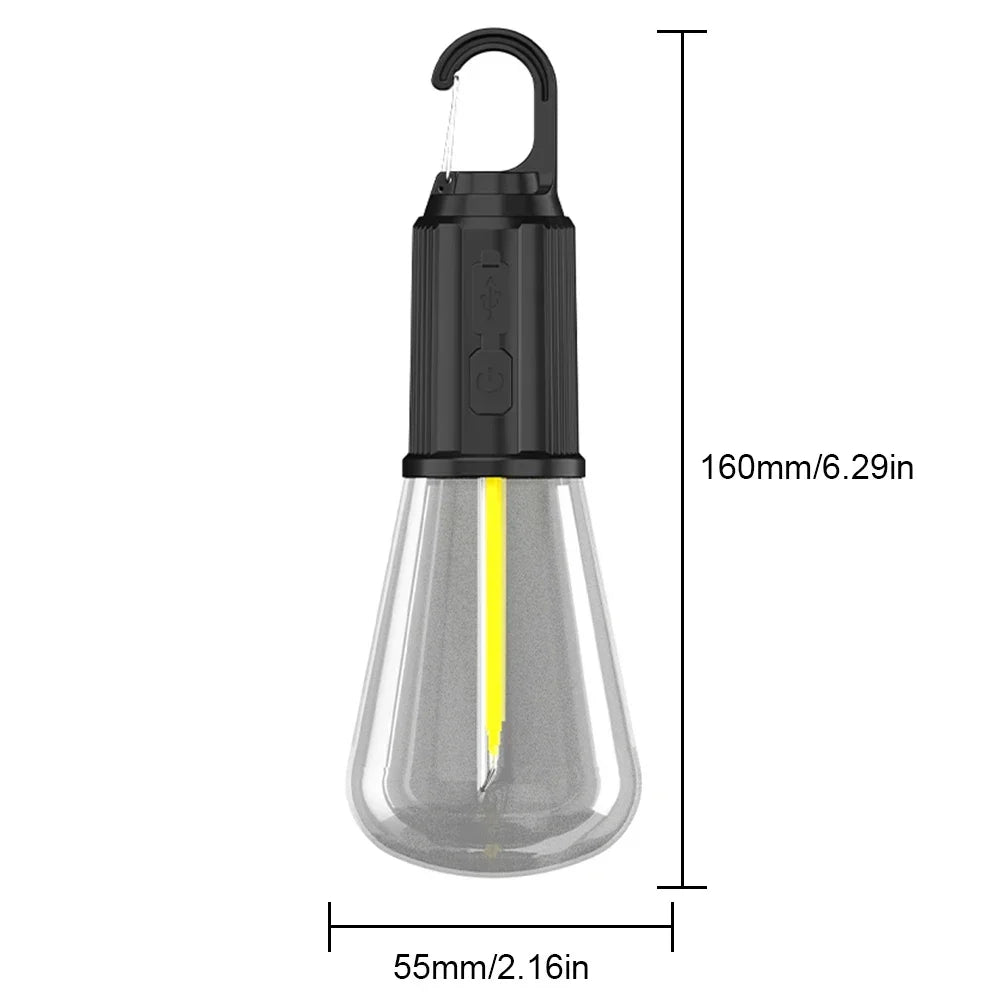 USB Camping Light 3 Lighting mode Rechargeable Lantern Waterproof High Bright Tent Light with Hook Outdoor Night Emergency Light