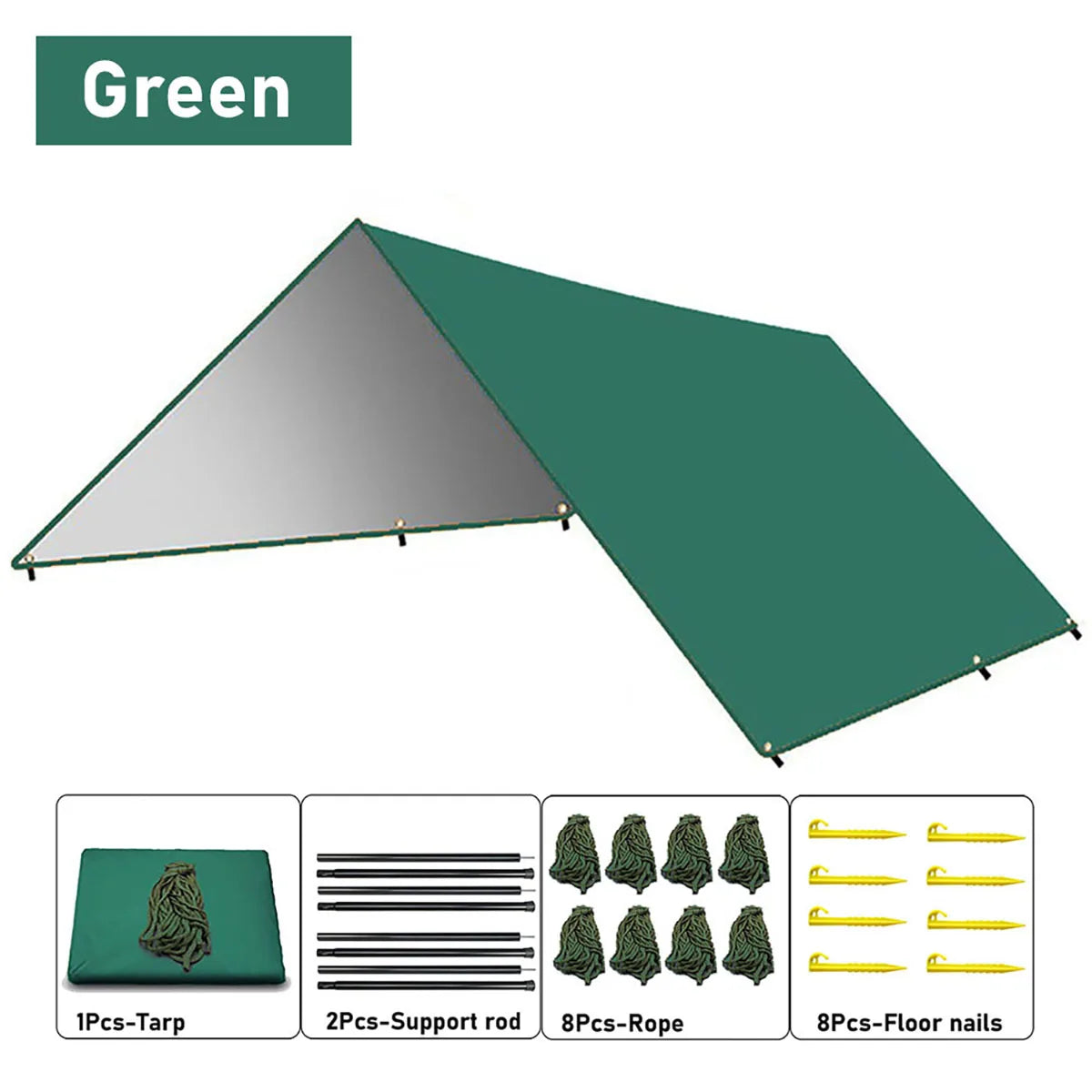 Camping tent, portable hammock tarp, upgraded polyester 3000mm awning, includes tent stakes and carrying bag, easy to set up