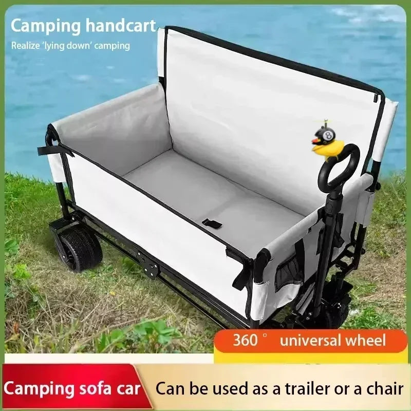 Outdoor Sofa, Multi-function Recliner, Folding Cart, Multi-purpose Folding Fishing Trailer That Can Be Used as a Seat, Camping