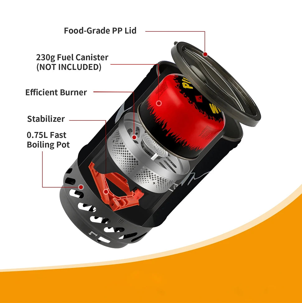 Camping Cooking Set Stove Pot Pan Cookware Outdoor Propane Cooking Gear System with Heat Exchanger Portable Picnic Supplies