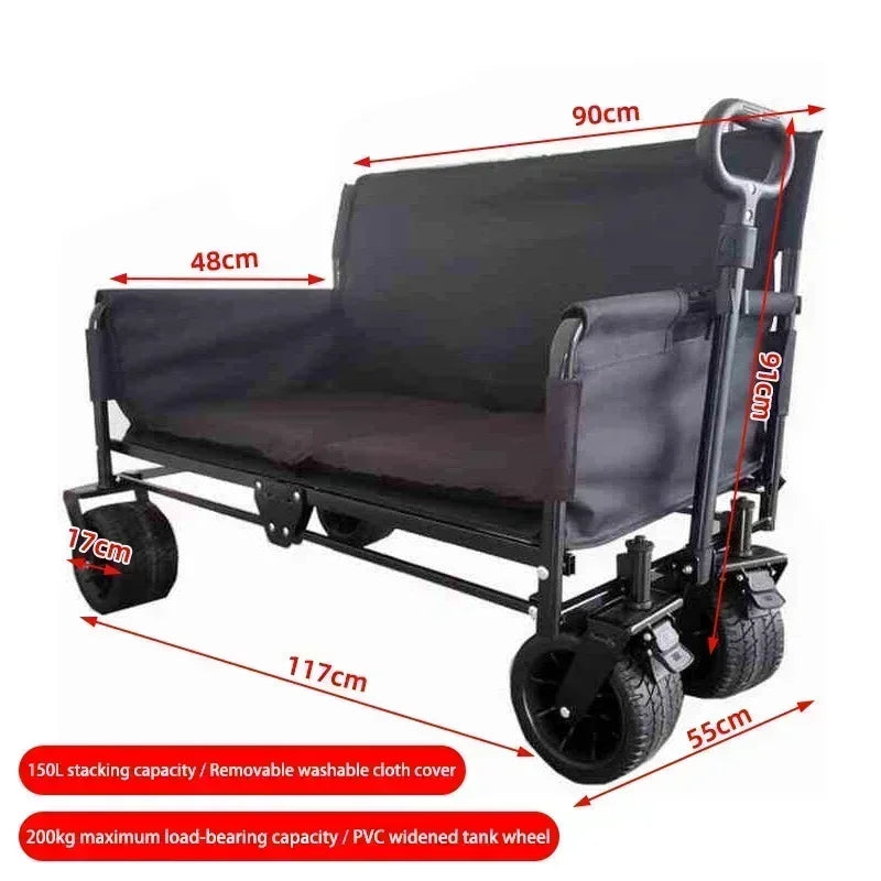 Outdoor Sofa, Multi-function Recliner, Folding Cart, Multi-purpose Folding Fishing Trailer That Can Be Used as a Seat, Camping