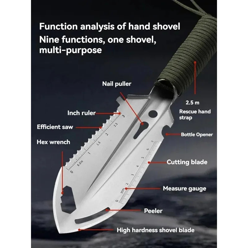 Camping Portable Engineer Shovel, Field Survival Tools, Outdoor Stainless Steel Multi-functional Small Tactical Hand Shovel