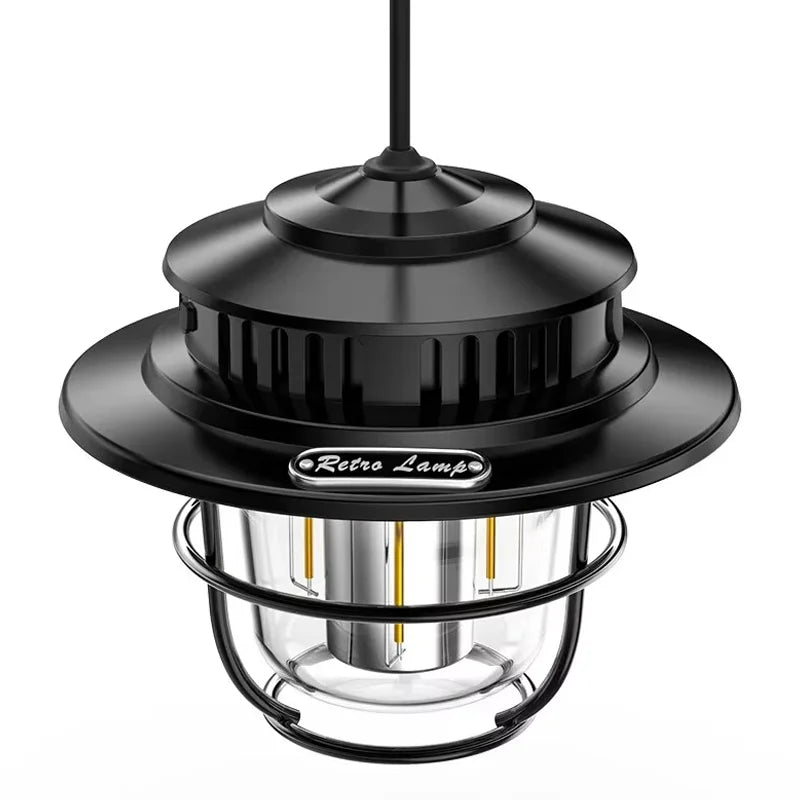 Camping Lamp LED Retro Hanging Lamp Portable Stepless Dimming Camping Light Waterproof Rechargeable Outdoor Light Hand Lantern