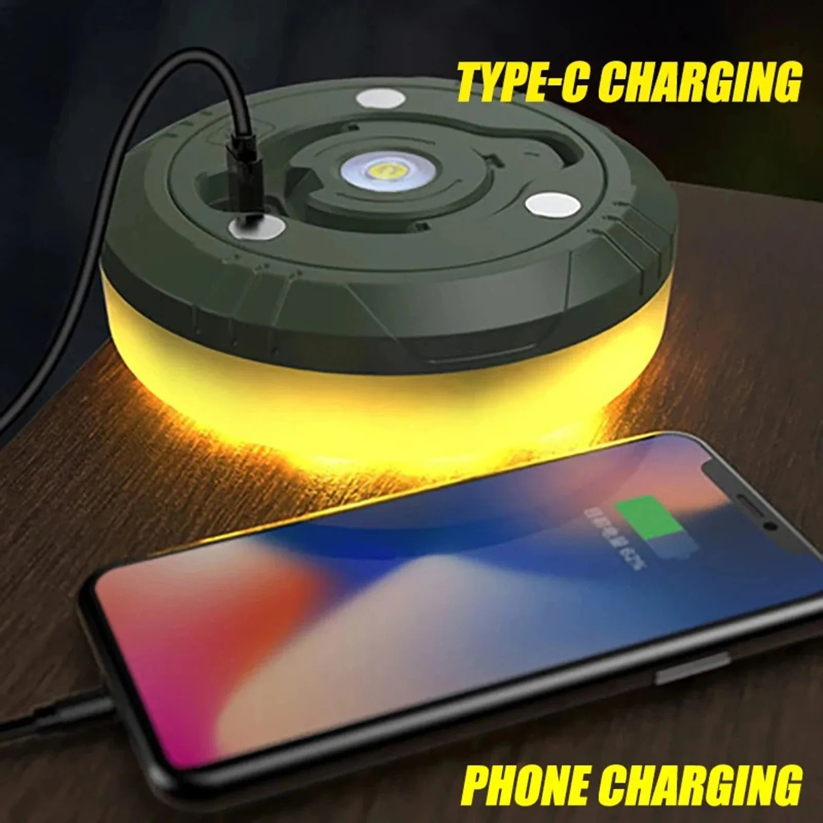 Camping String Lights 2 in1 Outdoor Waterproof Portable Stowable String Light with Lighting Modes USB Camping Lights for Hiking