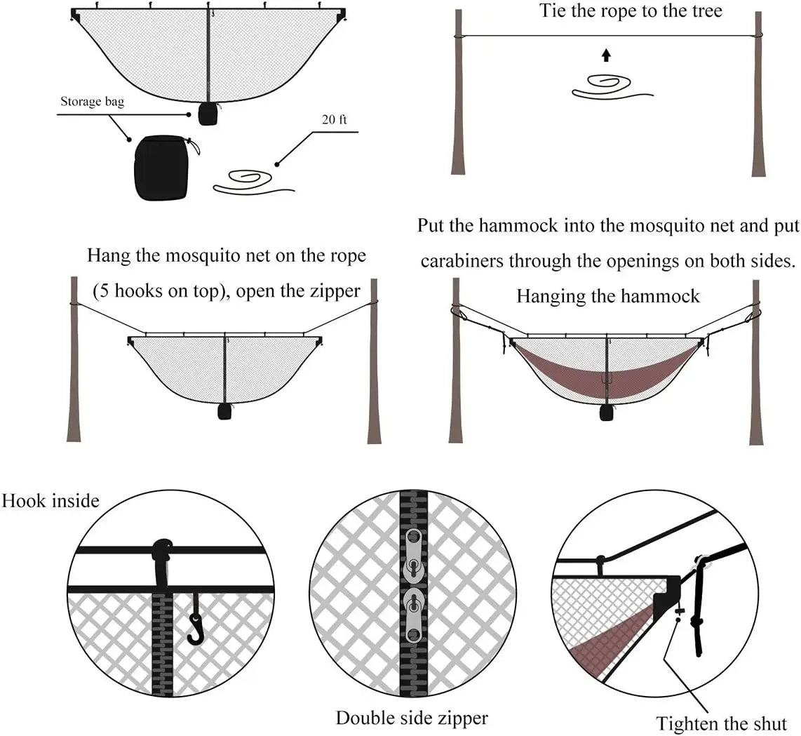 Camping Equipments Outdoor Garden Furniture And Terrace Anti  Window Hammock Mosquito Net Silky Tent For Double Bed Travel Nets