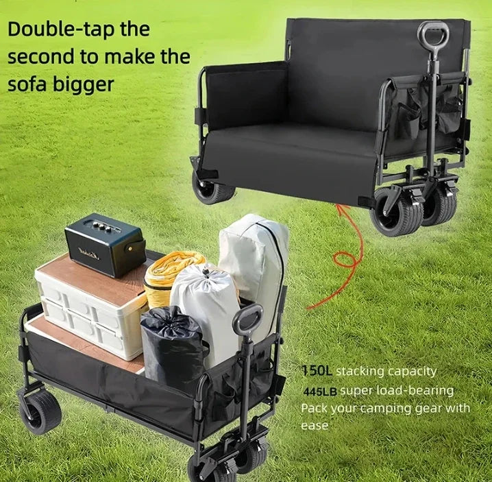 Outdoor Sofa, Multi-function Recliner, Folding Cart, Multi-purpose Folding Fishing Trailer That Can Be Used as a Seat, Camping