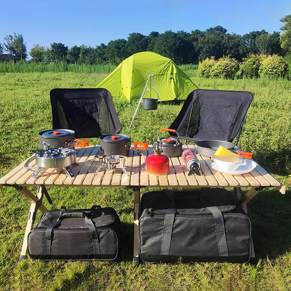 Camping Cookware Bag Cooking Utensils Bag Outdoor Stove Storage Container Cooking Tote Bag with Movable Partitions Size M L