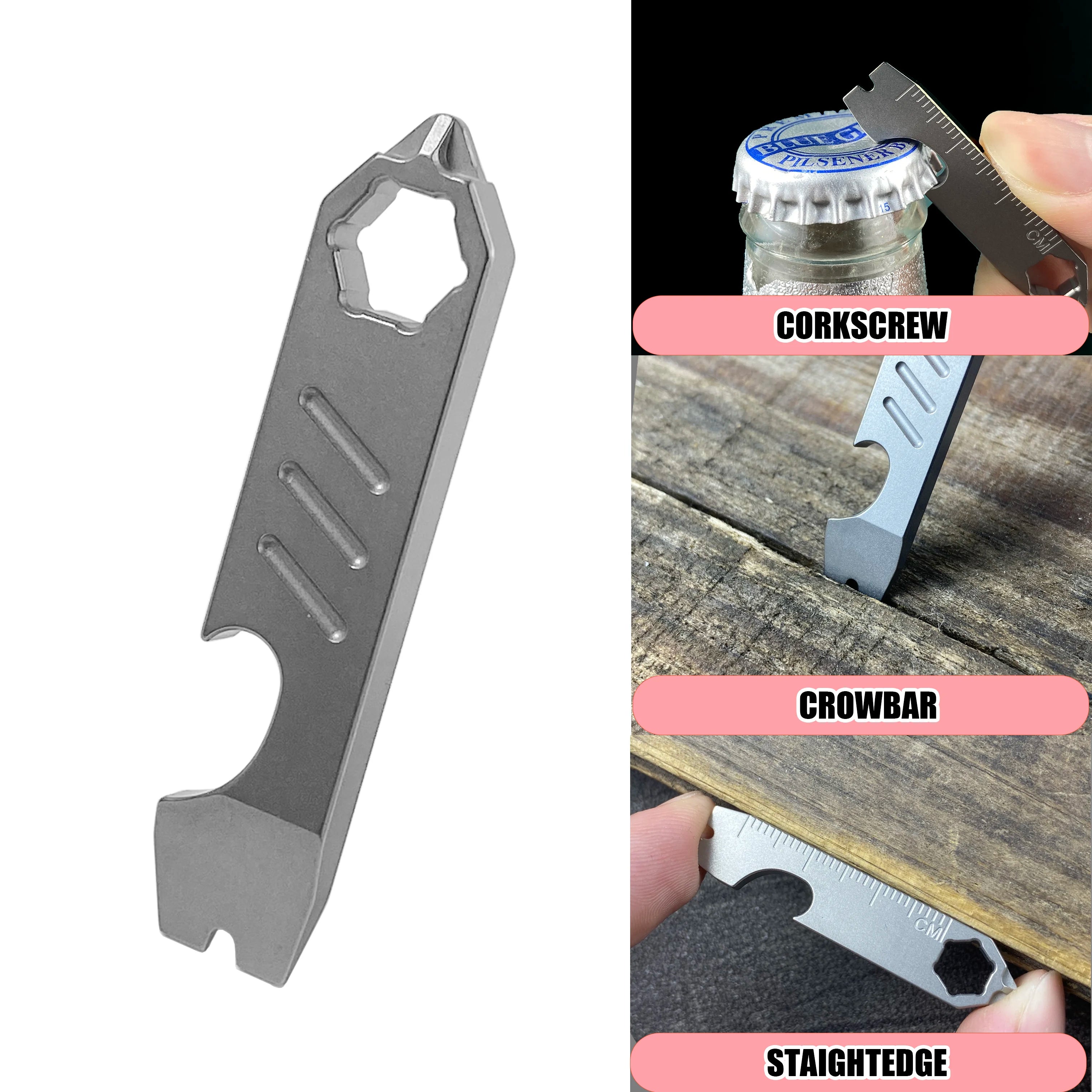 Outdoor EDC practical tools, multi-functional crowbars, beer bottle openers, key accessories, outdoor camping pocket tools