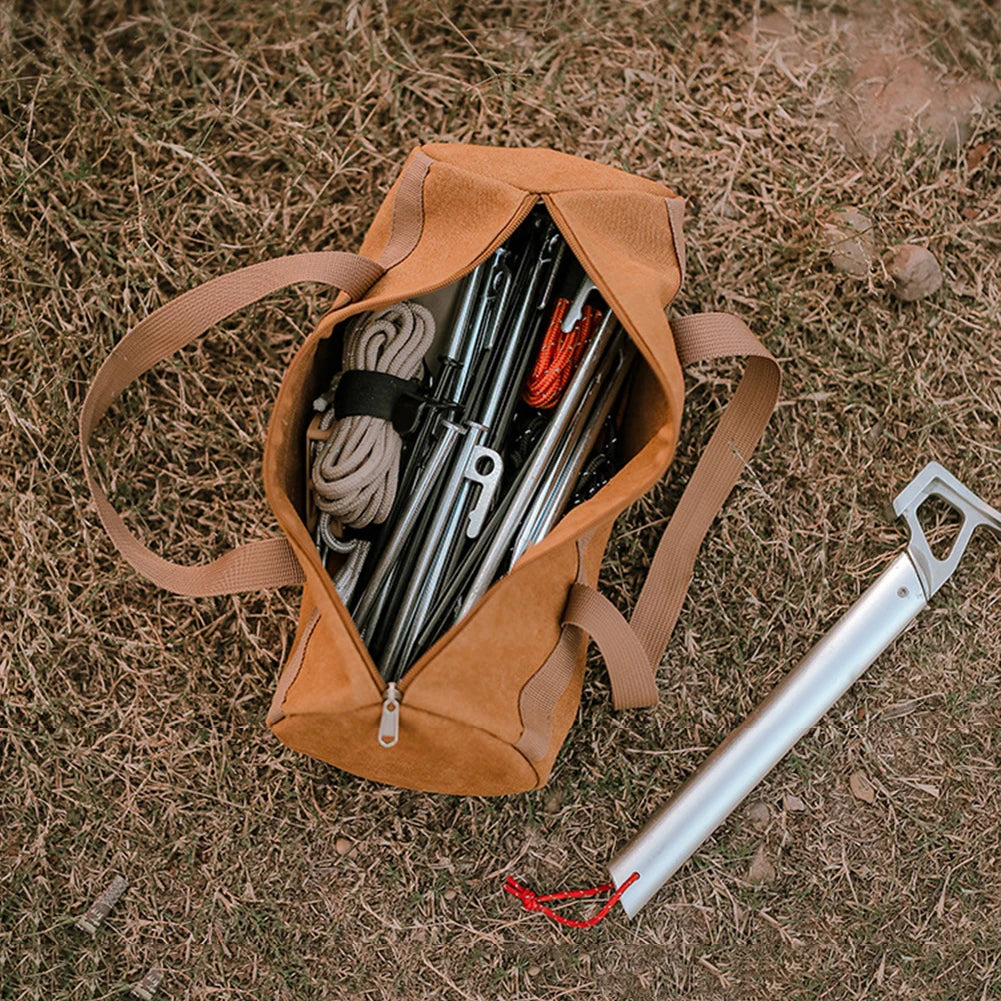 Camping Tools Storage Bag Large Capacity Cylinder Tent Stake Bag Portable Utility Tool Handbag Lightweight for Outdoor Camping