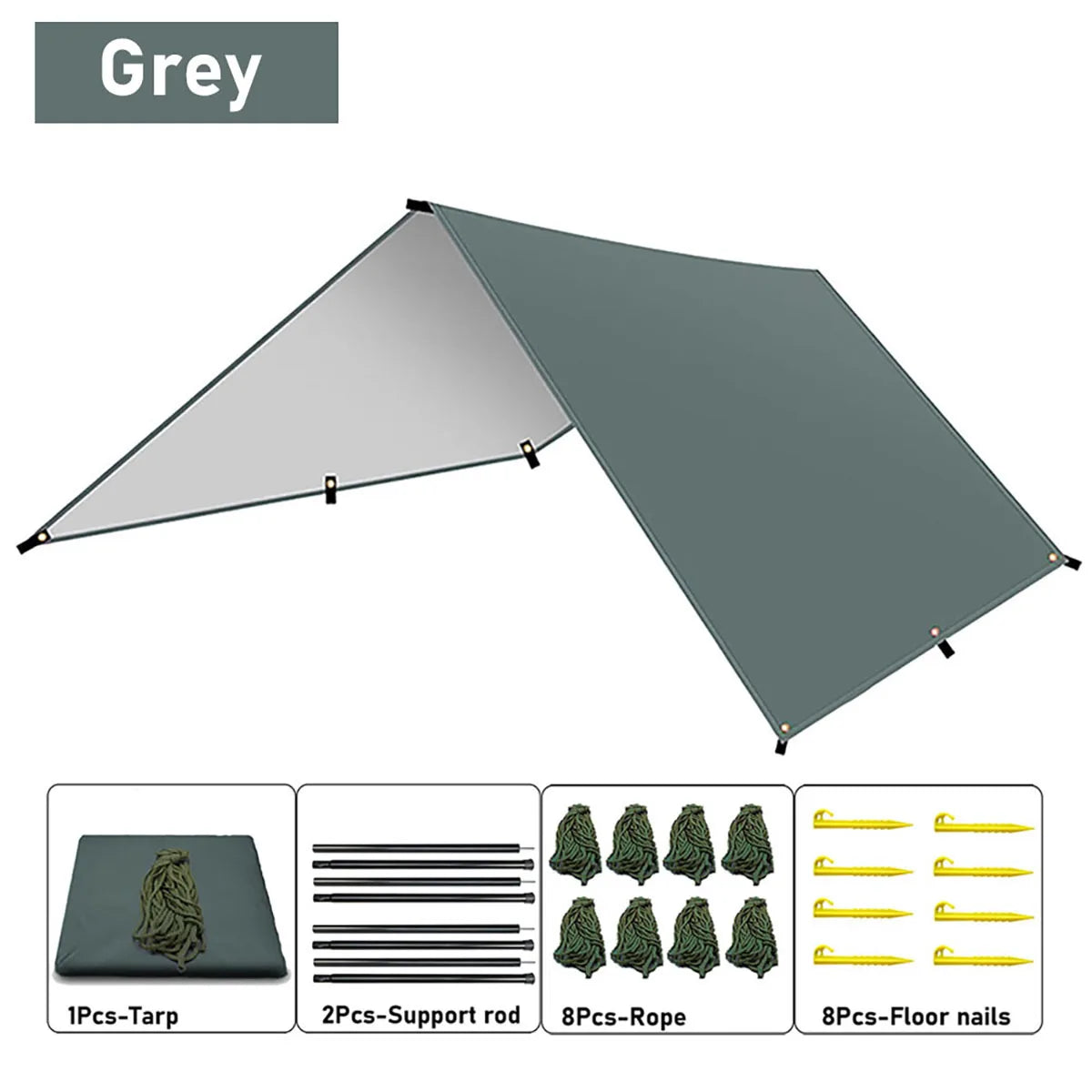 Camping tent, portable hammock tarp, upgraded polyester 3000mm awning, includes tent stakes and carrying bag, easy to set up