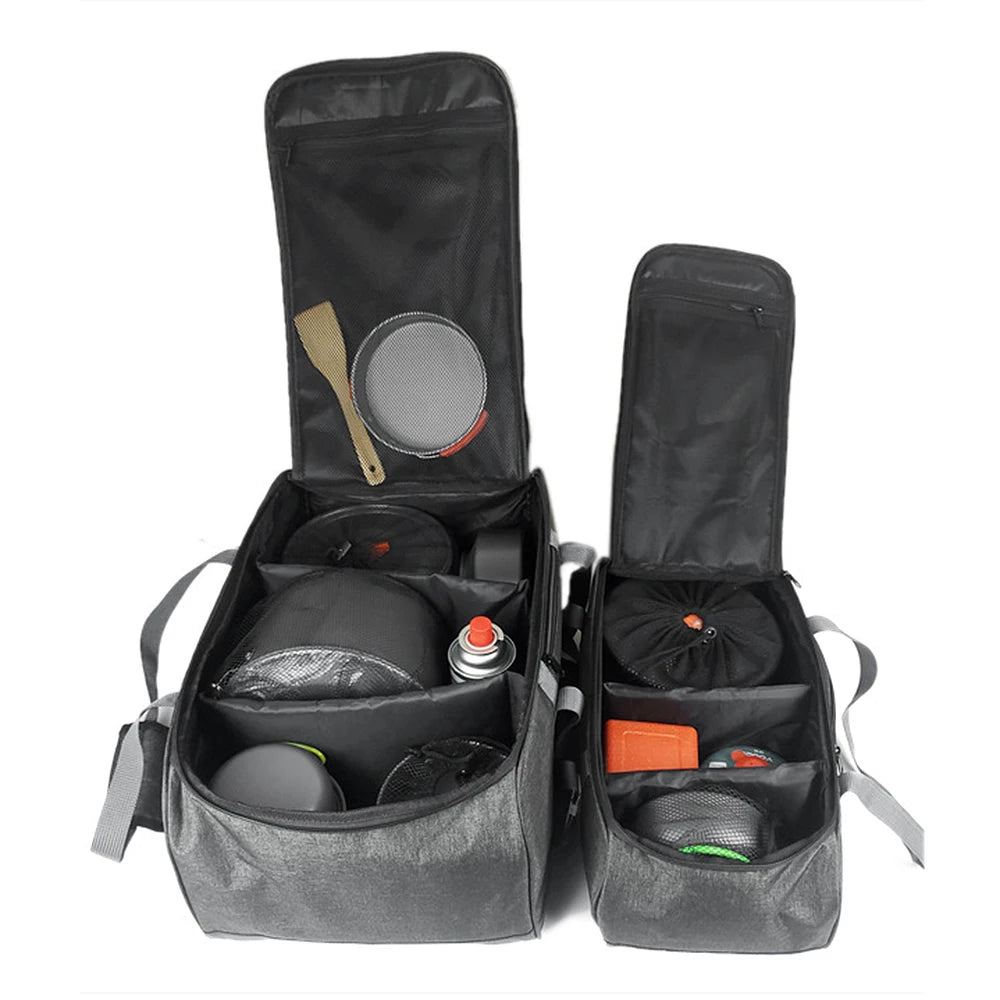 Camping Cookware Bag Cooking Utensils Bag Outdoor Stove Storage Container Cooking Tote Bag with Movable Partitions Size M L
