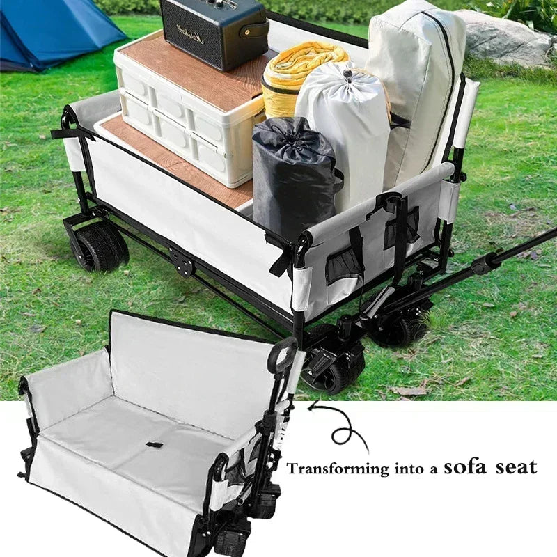Outdoor Sofa, Multi-function Recliner, Folding Cart, Multi-purpose Folding Fishing Trailer That Can Be Used as a Seat, Camping