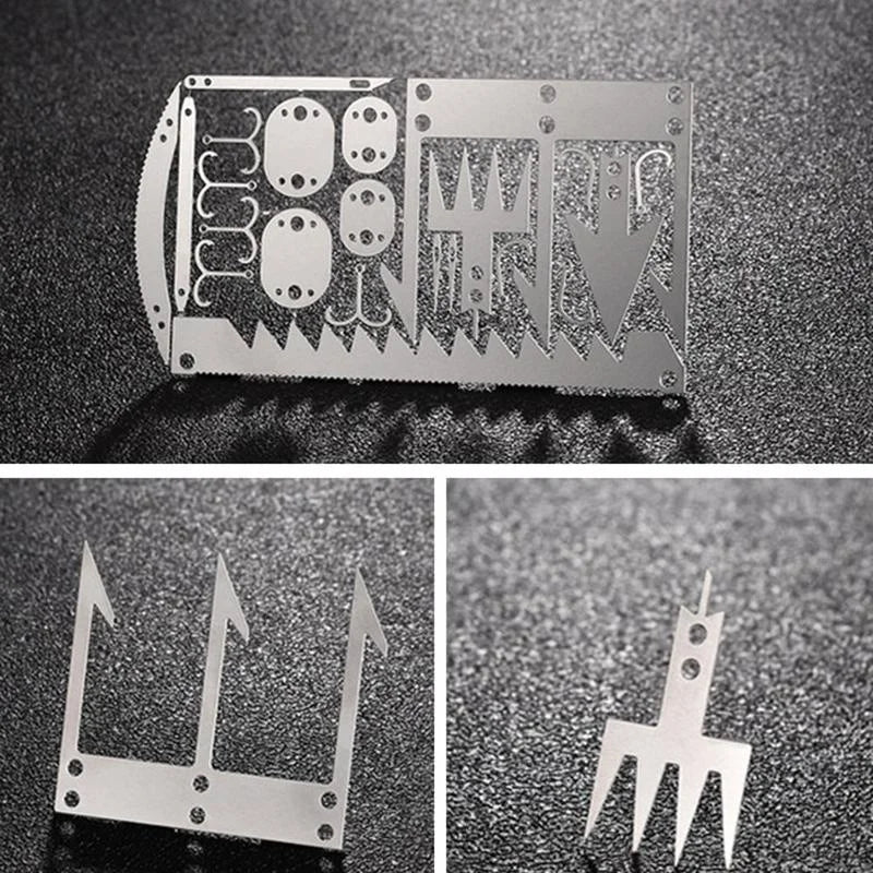 Outdoor Camping Outdoor Multifu Equipment Survival Tools Stainless Steel Card Fishing Portable Practical Hand Tools Supplies