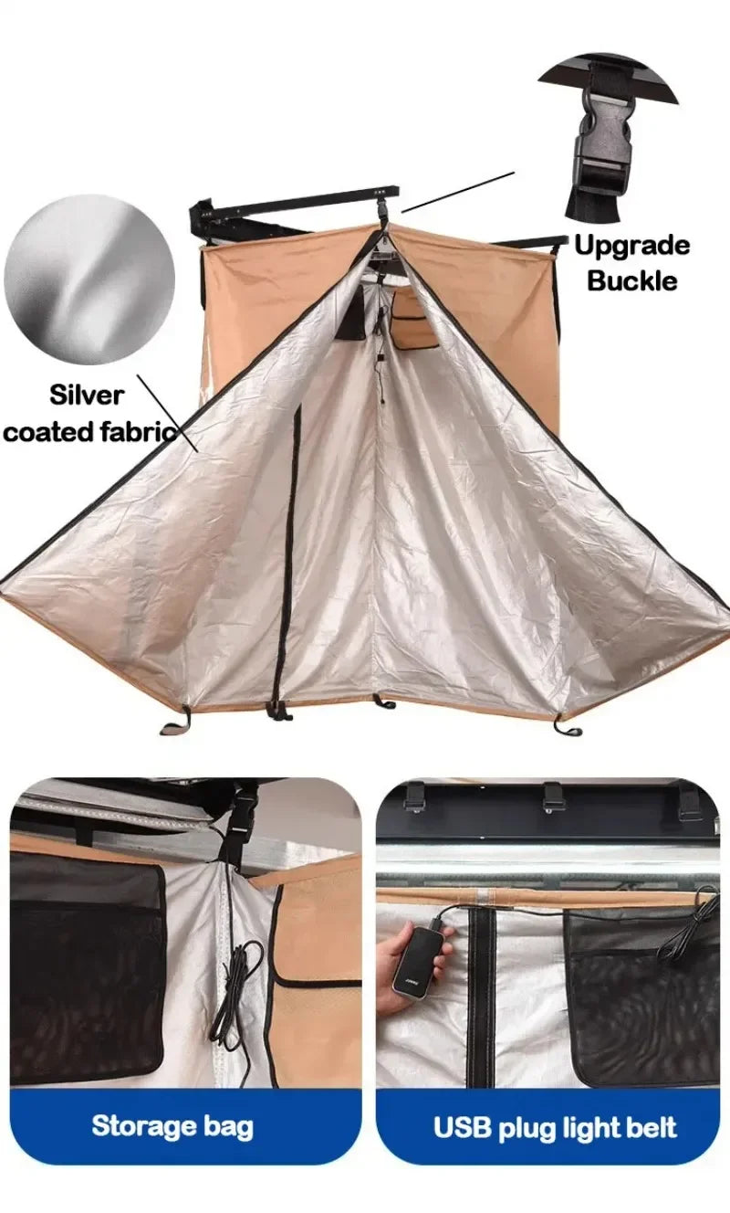 Customized Spotted Wear Resistant Waterproof Car Side Shower Tent Campsite Car Side Shower Convenient  Usable Camping Essentials