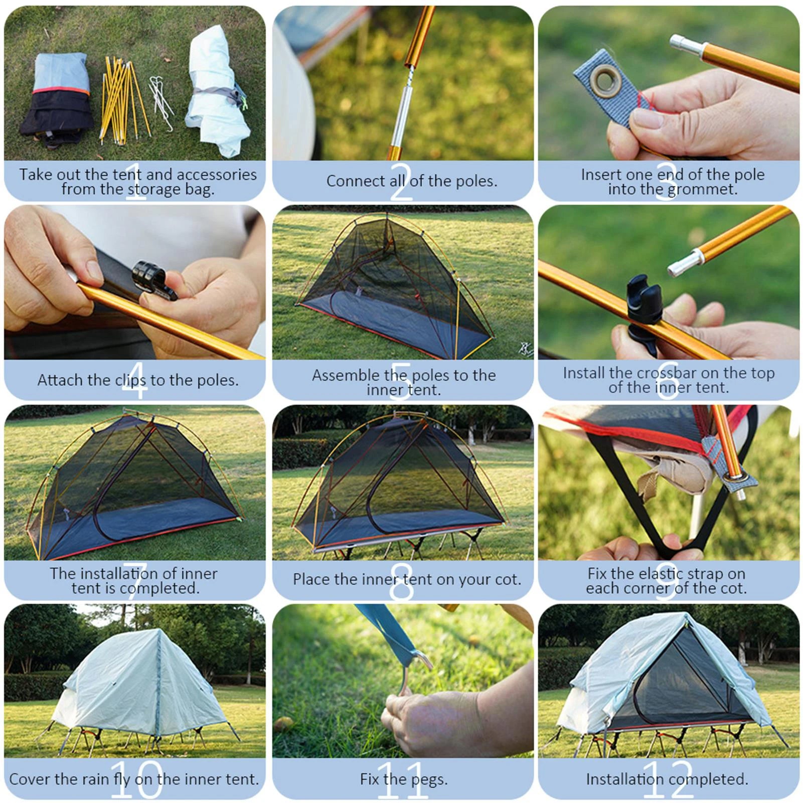 1 Person Camping Tent for Cot Lightweight  Resistant Tent for Outdoor Camping Backpacking Traveling Camping Tent
