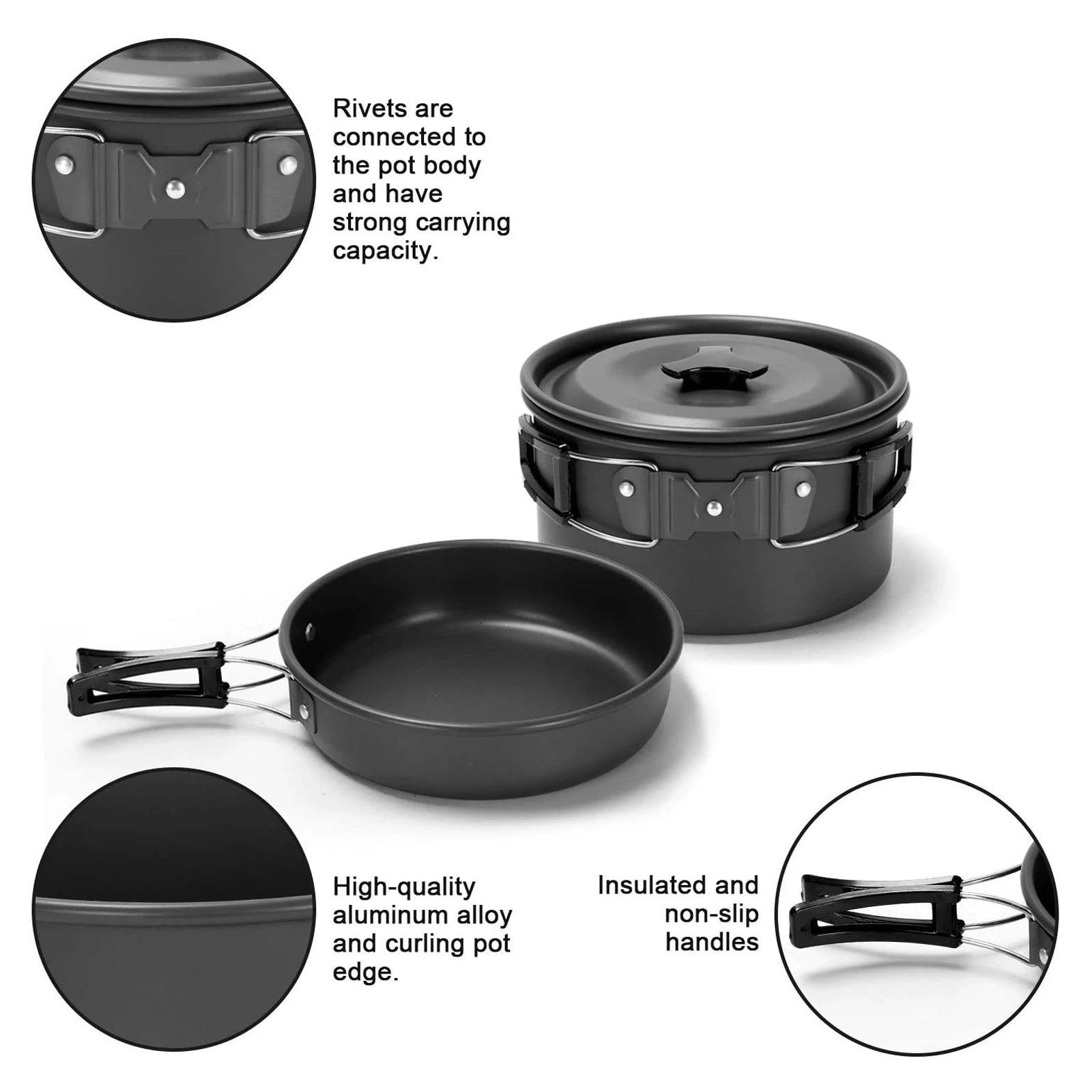 Camping Cookware Set Outdoor Cooking Equipment for Camping Hiking and Picnics for 2 People All in One Compact Camp Cooking Set