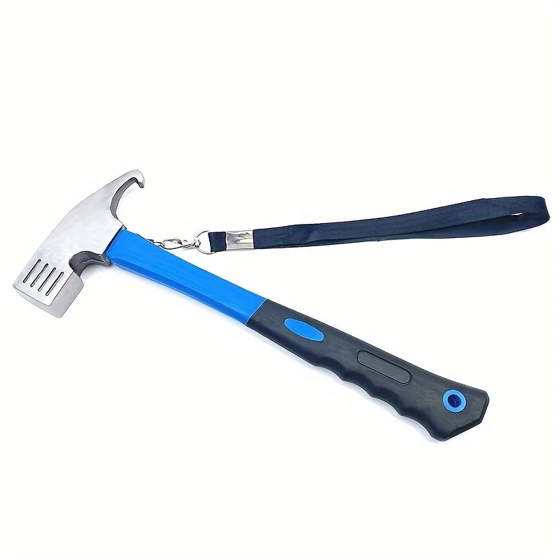 Heavy-duty Multi-purpose Camping Hammer with Tent Post Remover and Safety Grip Belt, Essential Outdoor Camping and Hiking Tools