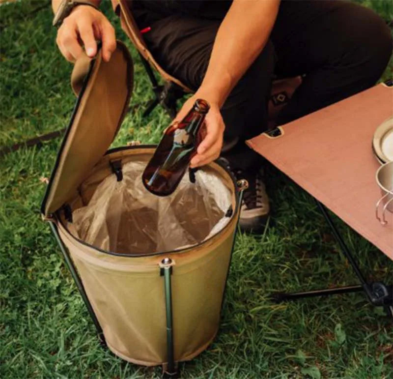 Outdoor Travel Camping Trash Can Foldable Storage Round Bucket Self-drive Camping Barbecue Clean Portable Car Trash Can