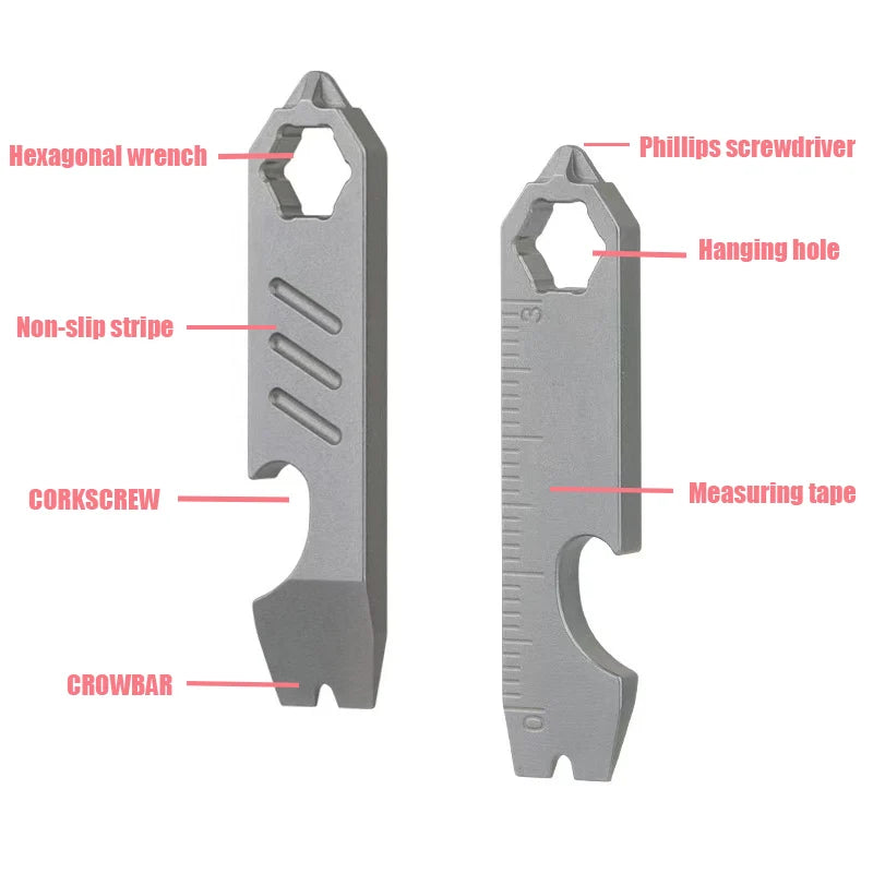 Outdoor EDC practical tools, multi-functional crowbars, beer bottle openers, key accessories, outdoor camping pocket tools