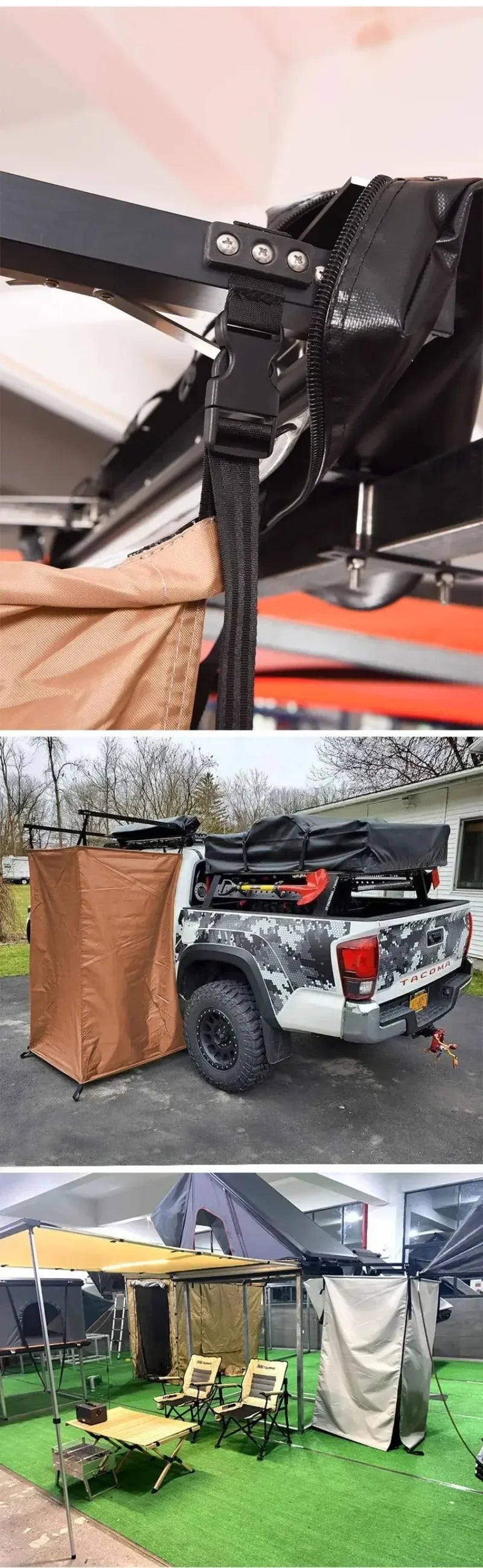 Customized Spotted Wear Resistant Waterproof Car Side Shower Tent Campsite Car Side Shower Convenient  Usable Camping Essentials