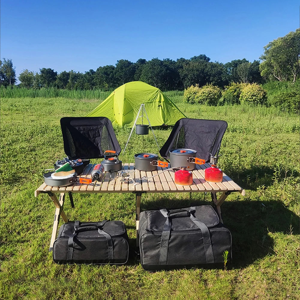 Camping Cookware Bag Cooking Utensils Bag Outdoor Stove Storage Container Cooking Tote Bag with Movable Partitions Size M L