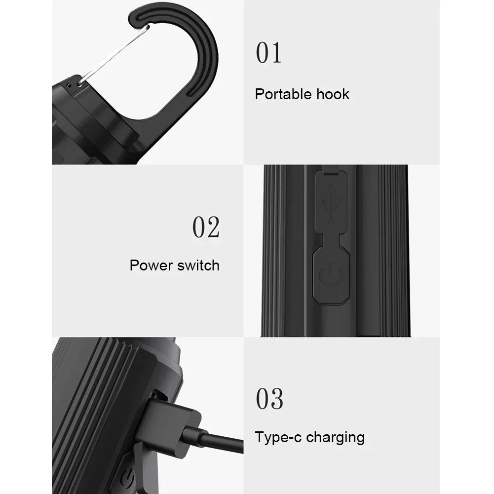 USB Camping Light 3 Lighting mode Rechargeable Lantern Waterproof High Bright Tent Light with Hook Outdoor Night Emergency Light