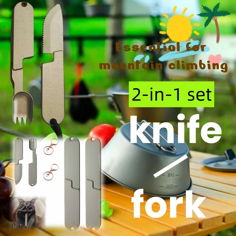 Camping Eating Utensils Set, Utensil Set,2 in 1 Camping Eating Utensils Set，Suitable for camping parties, gatherings, picnics