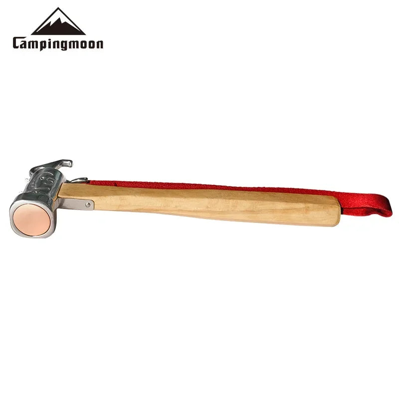 CAMPINGMOON Cheap Outdoor Camping Chipping Hammer C5 Stainless Steel + Wooden Handle Fixed Tent Nail Hammer With Safety Rope