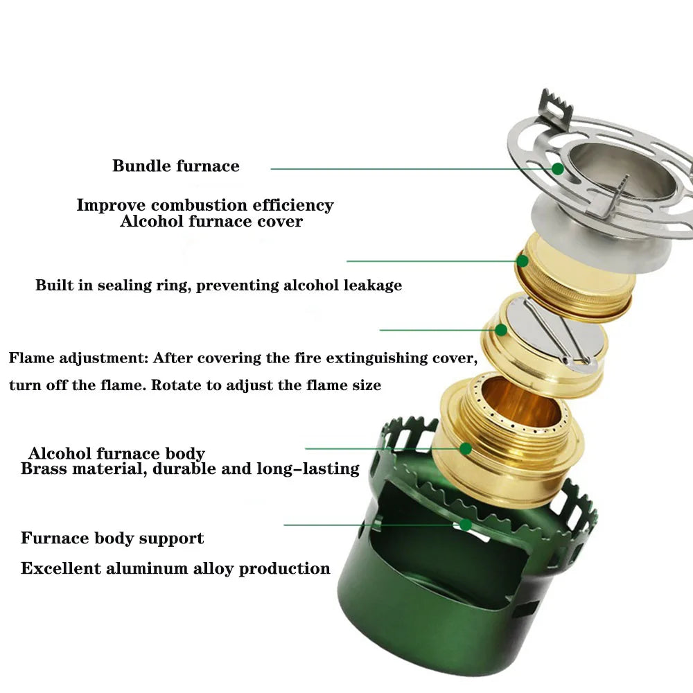 Ultralight Alcohol Camping Stove – Compact Portable Metal Burner for Hiking, Backpacking & Outdoor Cooking