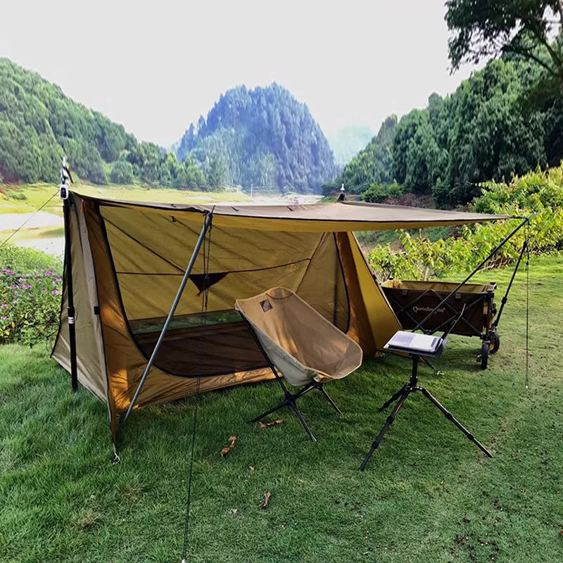 Camping Single Layer Two Person Tent Shelter 2 In 1 Windproof Light Weight Tent (No Poles)