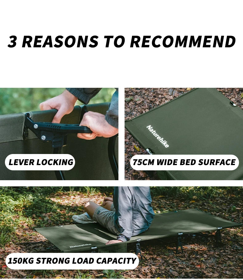 Naturehike Camping Cot Portable Folding Bed Outdoor Ultralight Compact Tent Sleeping Bed for Camping Travel Backpacking Hiking