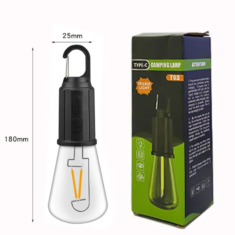 USB Camping Light 3 Lighting mode Rechargeable Lantern Waterproof High Bright Tent Light with Hook Outdoor Night Emergency Light