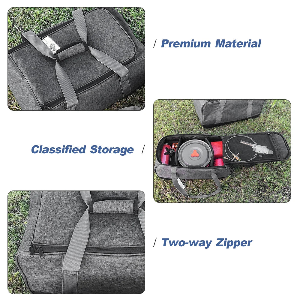 Camping Cookware Bag Cooking Utensils Bag Outdoor Stove Storage Container Cooking Tote Bag with Movable Partitions Size M L