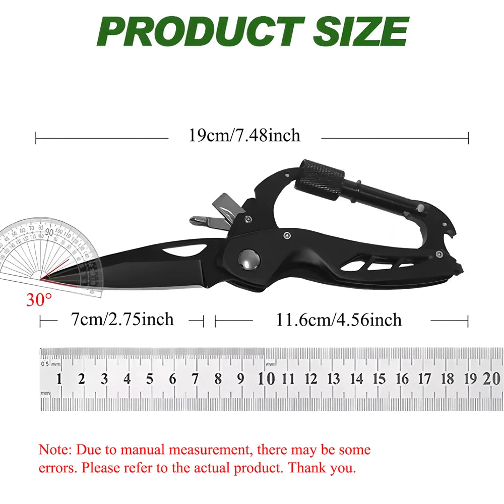 Multi-Tool Carabiner Camping EDC Fruit Cutter Mountaineering Gadgets Keychain Tool Folding Knife Outdoor Tool Hanging Gadgets
