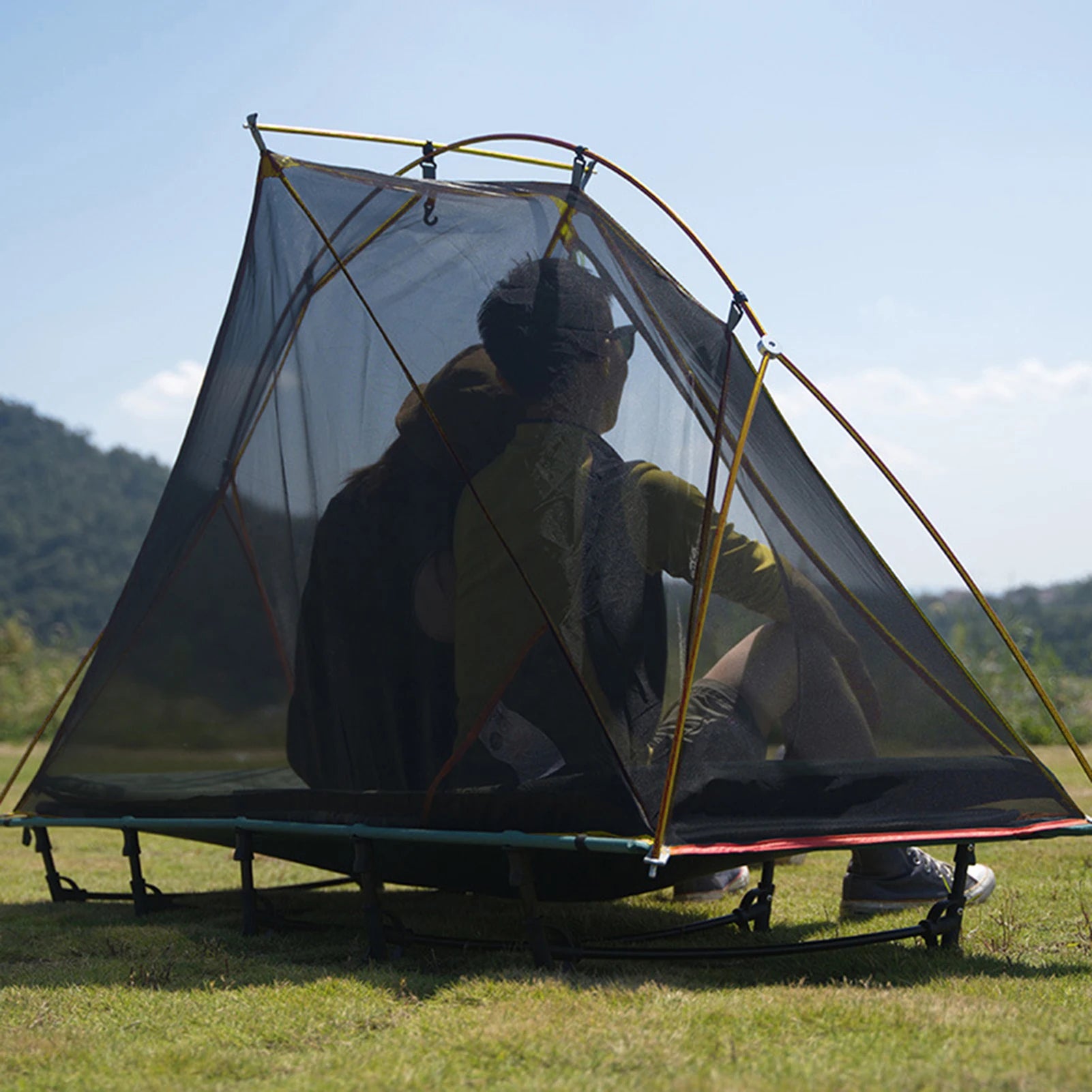 1 Person Camping Tent for Cot Lightweight  Resistant Tent for Outdoor Camping Backpacking Traveling Camping Tent