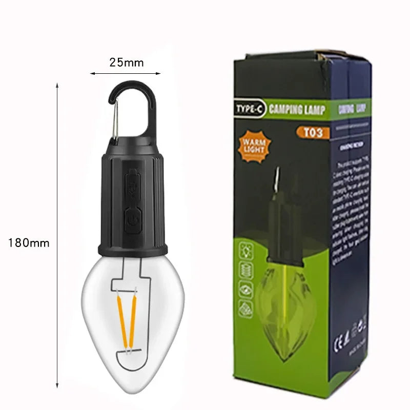USB Camping Light 3 Lighting mode Rechargeable Lantern Waterproof High Bright Tent Light with Hook Outdoor Night Emergency Light