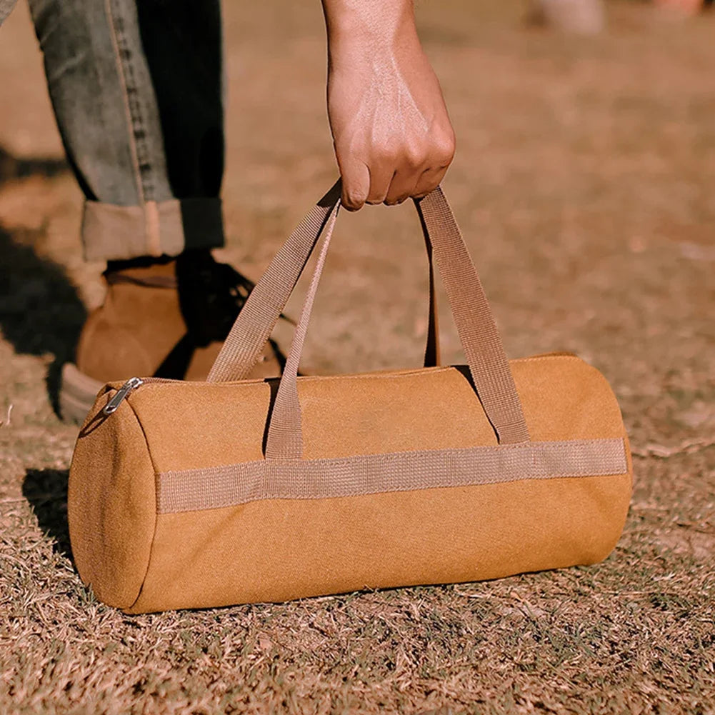 Camping Tools Storage Bag Large Capacity Cylinder Tent Stake Bag Portable Utility Tool Handbag Lightweight for Outdoor Camping