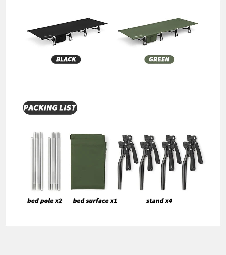 Naturehike Camping Cot Portable Folding Bed Outdoor Ultralight Compact Tent Sleeping Bed for Camping Travel Backpacking Hiking