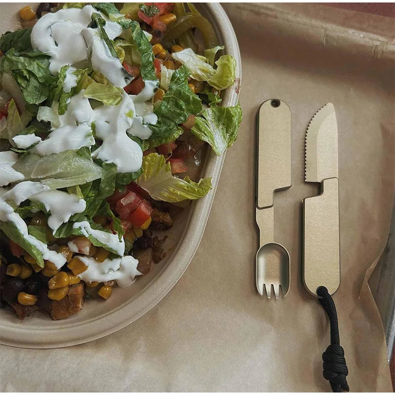 Camping Eating Utensils Set, Utensil Set,2 in 1 Camping Eating Utensils Set，Suitable for camping parties, gatherings, picnics